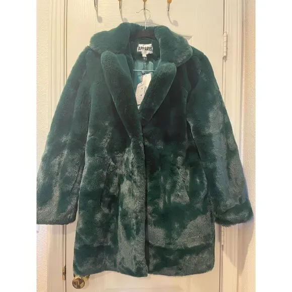 NWT Apparis Marie Faux Fur Coat – Emerald Green – Size Small - Picture 1 of 4